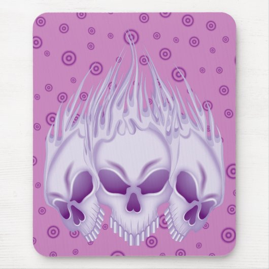 Lila Schädel flammend Mousepad (Vorne)