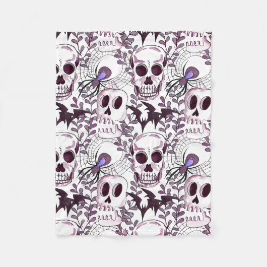 lila Schädel, Fledermäuse und Spinnen Fleecedecke (Vorderseite)