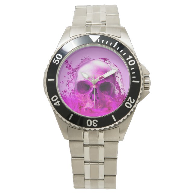 Lila Schädel im Wasser Armbanduhr (Vorderseite)