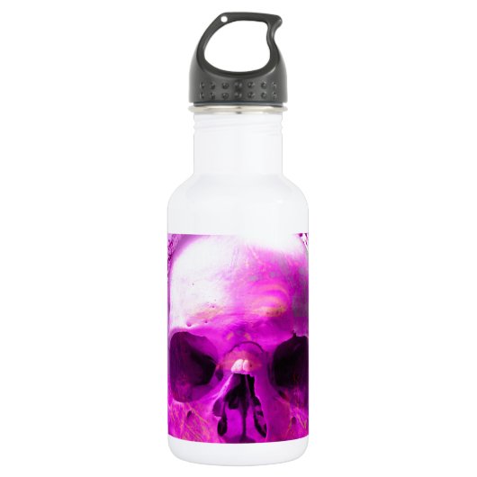 Lila Schädel im Wasser Edelstahlflasche (Vorderseite)