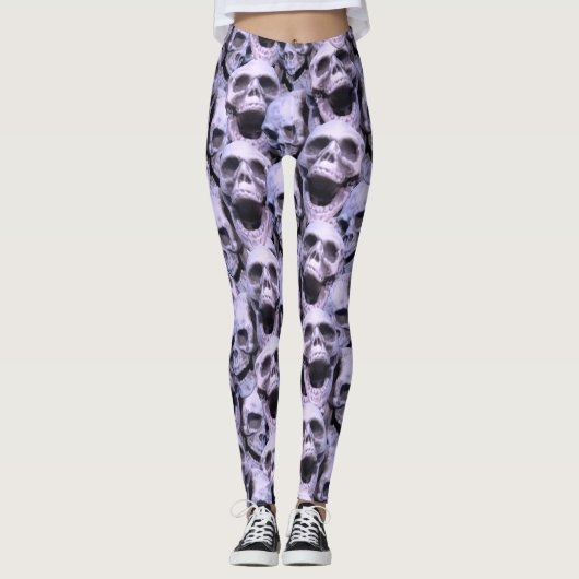 Lila Schädel Leggings (Vorderseite)