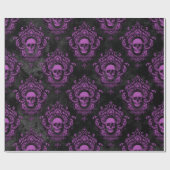 Lila Schädel und gotisches Grau Geschenkpapier (Flach)