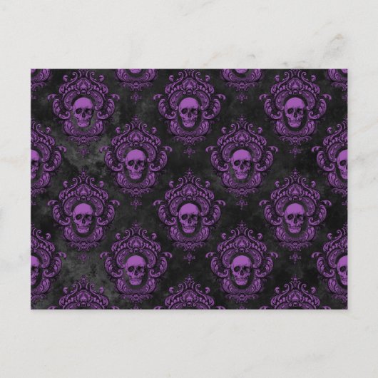 Lila Schädel und gotisches Grau Postkarte (Vorderseite)
