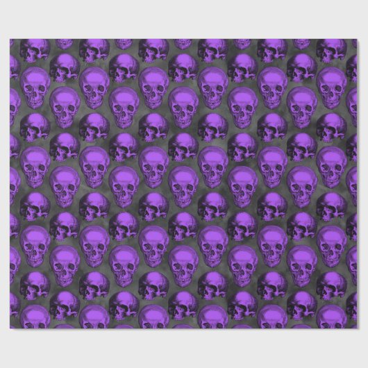 Lila Schädel und Sonnenblumen, Design 1 Geschenkpapier (Flach)