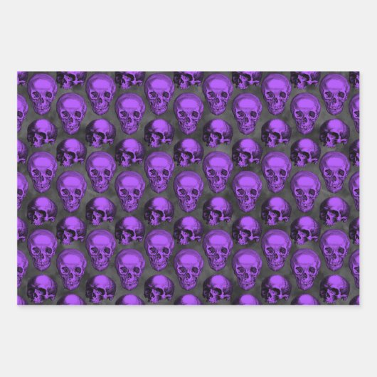 Lila Schädel und Sonnenblumen, Design 1 Geschenkpapier Set (Vorderseite 2)