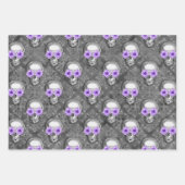 Lila Schädel und Sonnenblumen, Design 3 Geschenkpapier Set (Vorderseite 3)