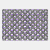Lila Schädel und Sonnenblumen, Design 3 Geschenkpapier Set (Vorderseite 3)