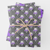 Lila Schädel und Sonnenblumen, Design 3 Geschenkpapier Set (Beispiel)