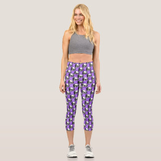 Lila Schädel und Sonnenblumen, Design 6 Capri Leggings