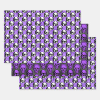 Lila Schädel und Sonnenblumen, Design 6 Geschenkpapier Set