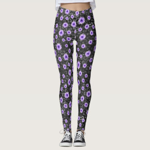 Lila Schädel und Sonnenblumen-Serie Design 11 Leggings