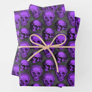 Lila Schädel und Sonnenblumen-Serie Design 1 Geschenkpapier Set