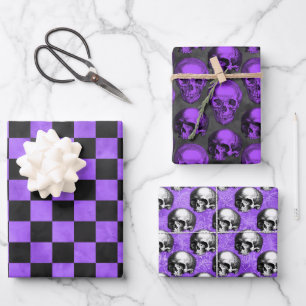Lila Schädel und Sonnenblumen-Serie Design 8 Geschenkpapier Set