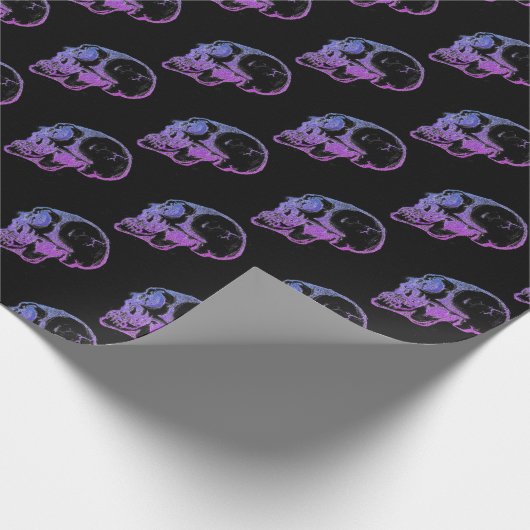 Lila Schädel-Verpackungs-Papier Geschenkpapier (Ecke)