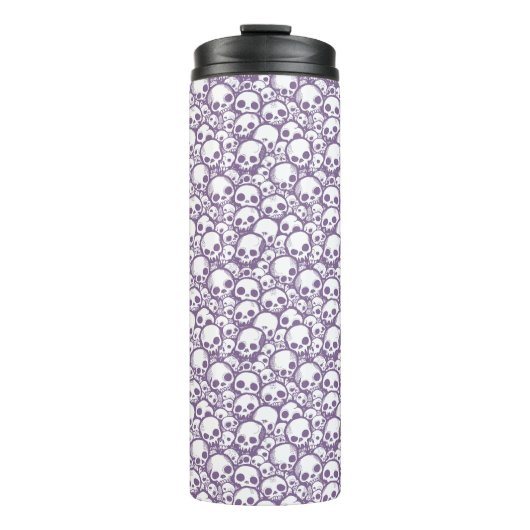 Lila Schädelmuster Thermal Tumbler Thermosbecher (Vorderseite)