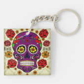 Lila Schädeltag der toten Schlüsselkette Schlüsselanhänger (Rückseite)