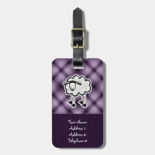 Lila Schaf Gepäckanhänger (Vorderseite vertikal)