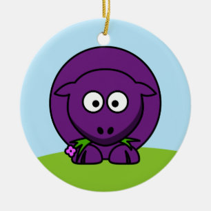 Lila-Schaf-Ornament Keramikornament