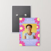 Lila Schaltfläche für Daisy Best Teacher Foto Button (Vorderseite/Rückseite)