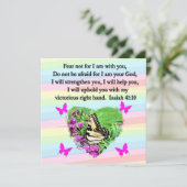 LILA SCHALTFLY ISAIAH 41:10 BIBLE VERSE EINLADUNG (Stehend Vorderseite)