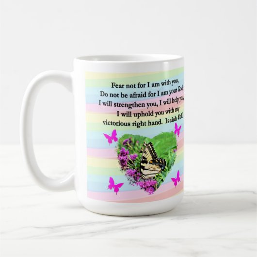 LILA SCHALTFLY ISAIAH 41:10 BIBLE VERSE KAFFEETASSE (Links)