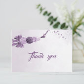 lila Schattierungen Blume & Bogen danke Karte (Stehend Vorderseite)