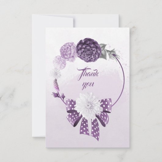 lila Schattierungen Blume Kranz danke Karte (Vorderseite)