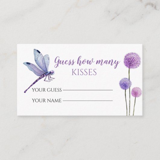 Lila Schätzung, wie viele Küsse Bridgame Begleitkarte (Vorderseite)