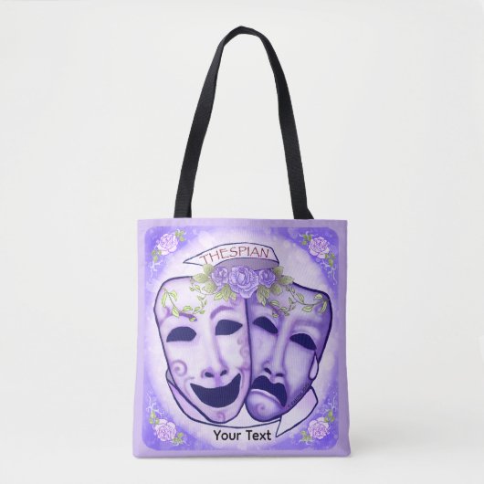 Lila Schauspielermasken Tasche (Vorderseite)
