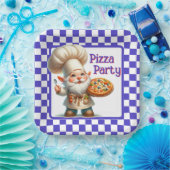 Lila-Schecken-Pizza-Party Pappteller (Party)