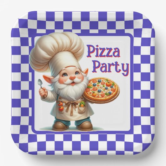 Lila-Schecken-Pizza-Party Pappteller (Vorderseite)