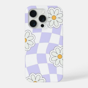 Lila Schecken-Telefonhülle mit Gänseblümchen iPhone 15 Pro Hülle