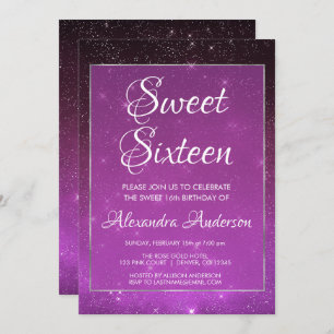 Lila Schein-Himmel-Bonbon 16 Geburtstags-Einladung Einladung