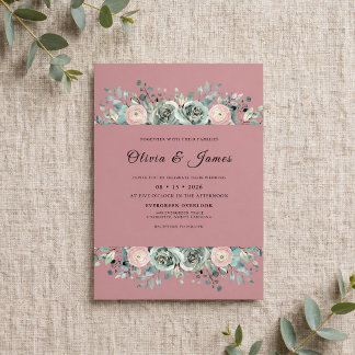 Lila-Schieferblatt-Hochzeit Einladung