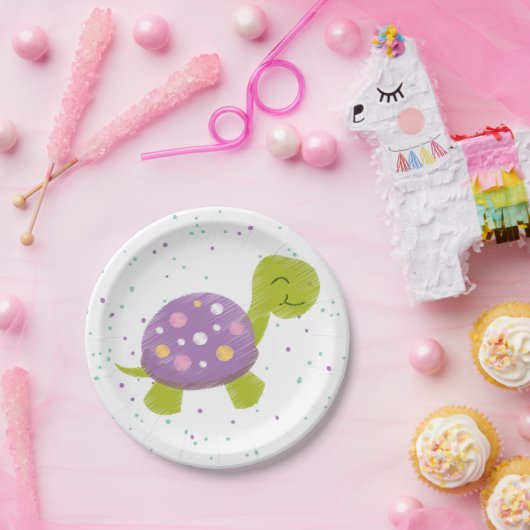 Lila Schildkröteconfetti-Party-Platte Pappteller (Party)