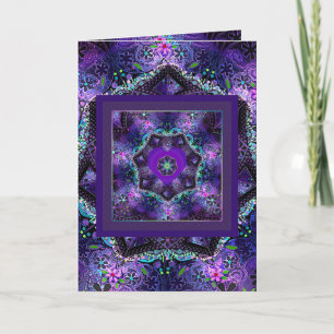 Lila Schirm & Herz .7 Geburtstagskarte Karte