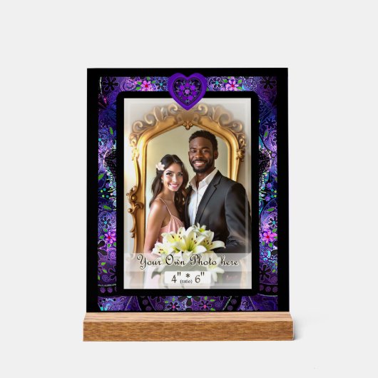 Lila Schirm und Herz .7 Acrylschild (Vorderseite)