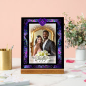 Lila Schirm und Herz .7 Acrylschild (Hochzeit)