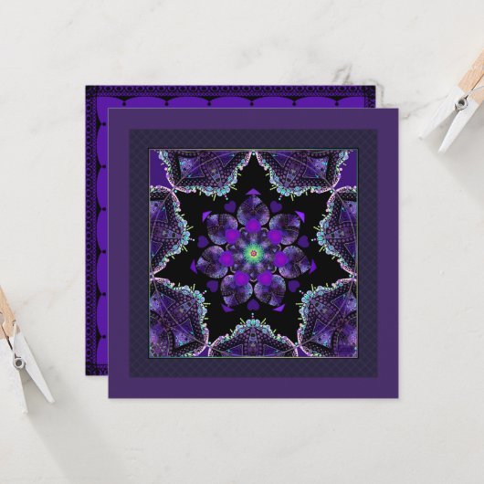 Lila Schirm und Herz .7 Blindkarte Karte (Vorderseite/Rückseite Beispiel)