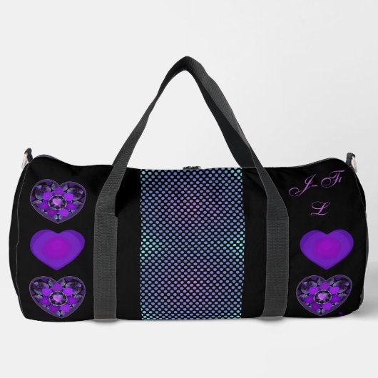 Lila Schirm und Herz .7 Duffle Bag (Vorderseite)