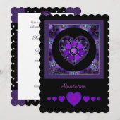 Lila Schirm und Herz .7 Einladung (Vorne/Hinten)