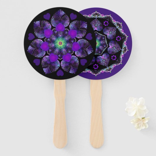 Lila Schirm und Herz .7 Fächer (Vorne und Hinten)