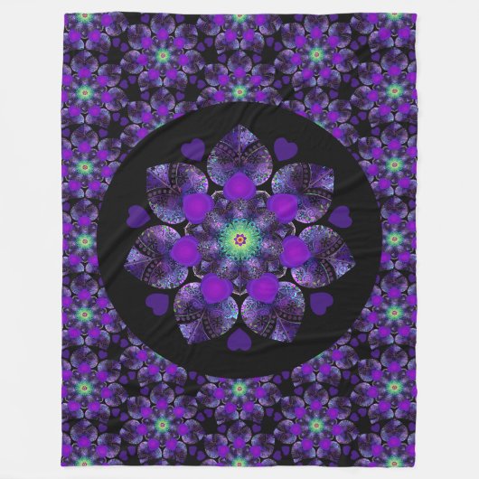 Lila Schirm und Herz .7 Fleecedecke (Vorderseite)