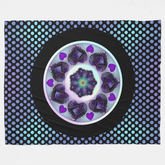 Lila Schirm und Herz .7 Fleecedecke (Vorderseite (Horizontal))