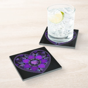 Lila Schirm und Herz .7 Glasuntersetzer