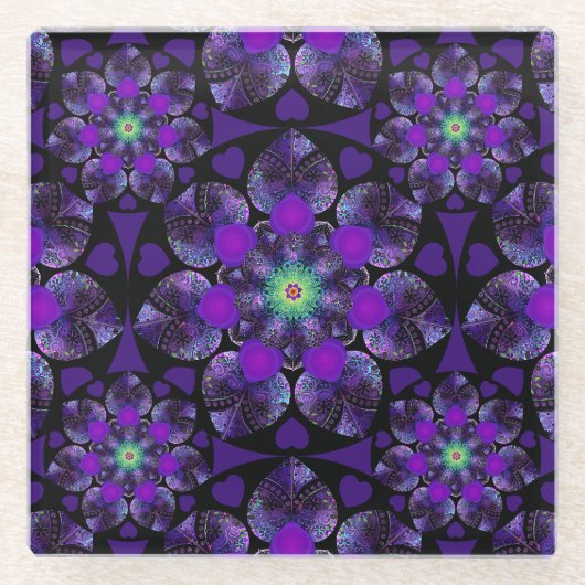 Lila Schirm und Herz .7 Glasuntersetzer (Vorderseite)