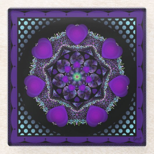 Lila Schirm und Herz .7 Glasuntersetzer (Vorderseite)