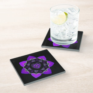 Lila Schirm und Herz .7 Glasuntersetzer