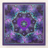 Lila Schirm und Herz .7 Glasuntersetzer (Vorderseite)