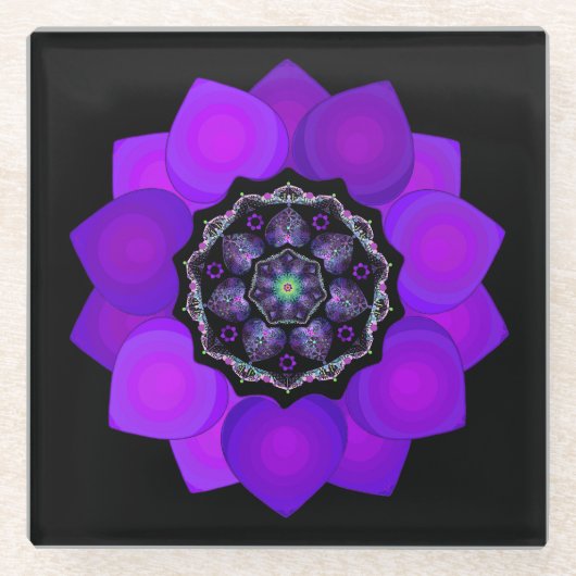 Lila Schirm und Herz .7 Glasuntersetzer (Vorderseite)